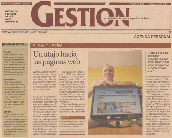 Reportaje en Diario Gestión