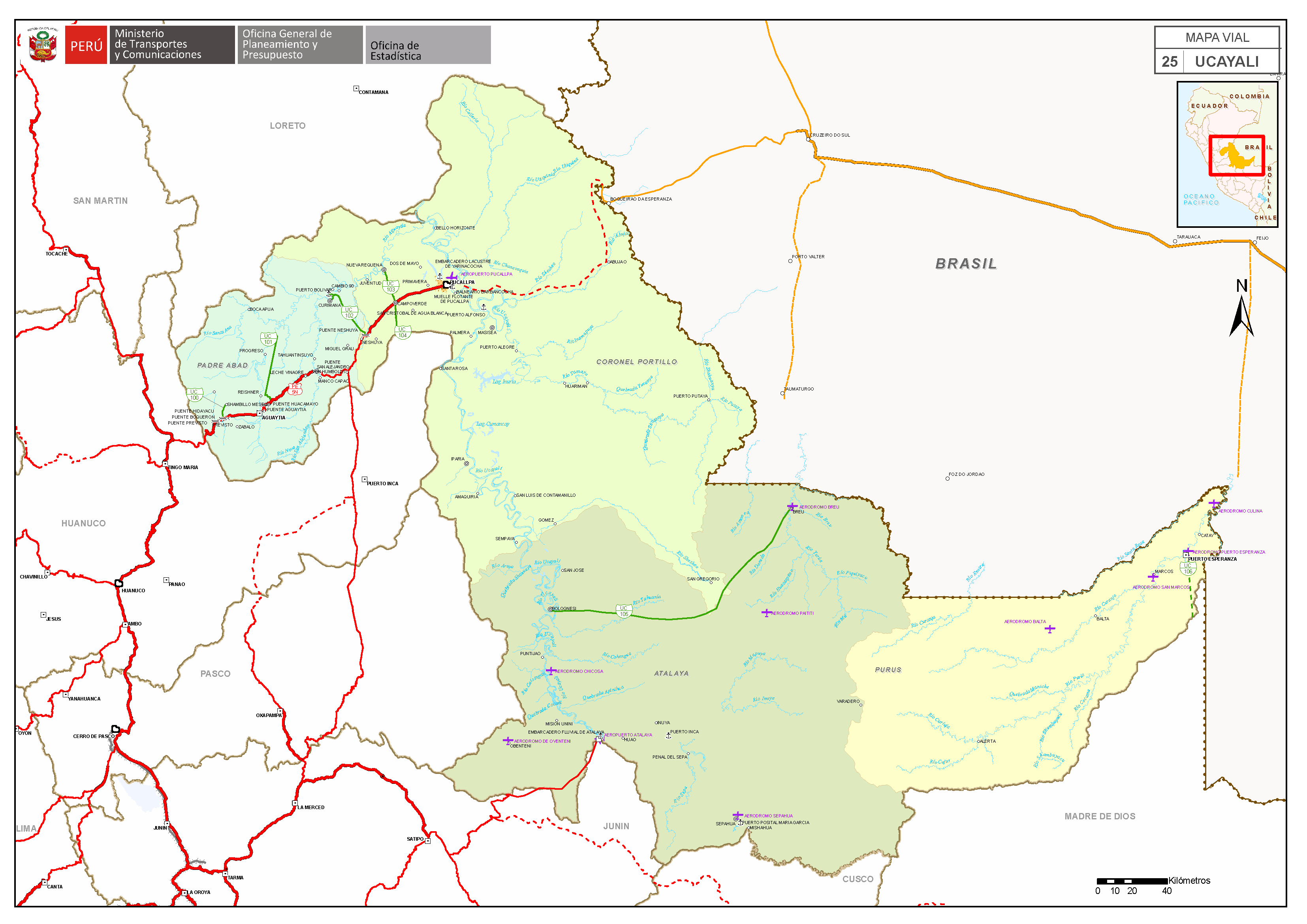Mapa vial de Ucayali